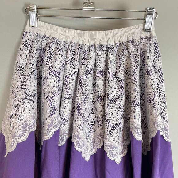 Handmade‎ Skirt Lace Purple White Elastic Waistband Country Line Dance Rodeo - Picture 3 of 10